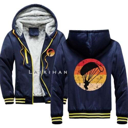 Plus size for Hoodies Retro Paragliding Men hip-hop Zipper Jacket Sweatshirts Thicken Hoodie Coat Clothing Paraglider Paramotor