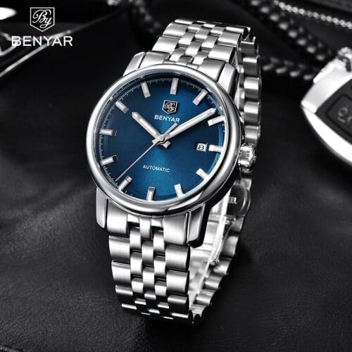 Benyar Design 2021 New Simple Fashion Mens Mechanical Watch Waterproof Stainless Steel Night Light Automatic Watch Montre Homme