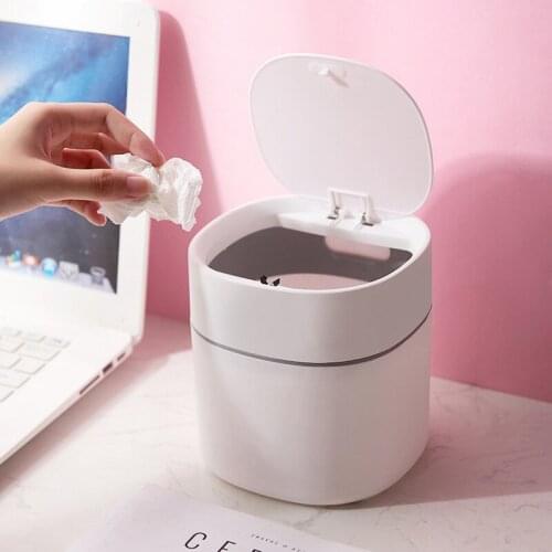 2L Desktop Waste Bin Cute Home Table Sundries Dustbin Mini Office Trash Can Car Garbage Storage Bucket With Lid Home Clean Tools