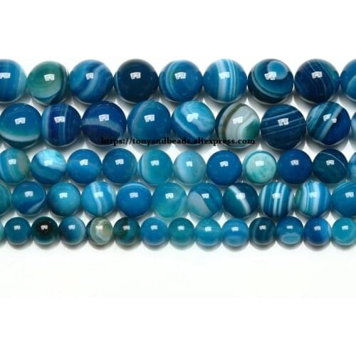 Natural Stone AAAA Quality Blue Sardonyx Agates Round Loose Beads 6 8 10 12MM Pick Size For Jewelry Making