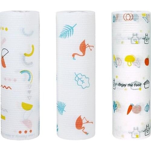 Disposable cleaning cloth 50 Pieces Per Roll Rag Kitchen Wiping Rags Cloth Home Washing Dish Cleaning Oil free Towel Dishcloth