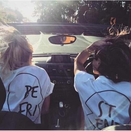 Plus Size T-shirt 2021 Ladies Women Tops Letter Best Friends T Shirts Short Sleeve Loose Female Tee Shirt