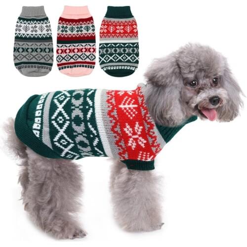 Christmas Dog Cat Clothes Pet Puppy Knitted Clothing Winter Pets Sweater Costume Turtleneck For Small Dogs Cats S-XXL