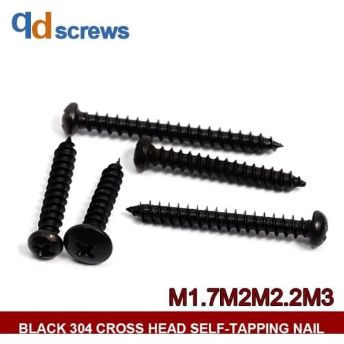 Black Oxide 304 M1.7M2M2.2M2.5M2.9M3 Cross recessed pan head tapping screws self-tapping Phillip round screw GB845 DIN7981