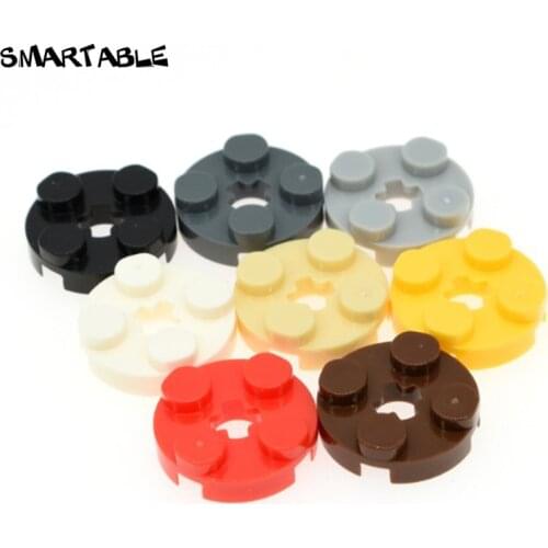 Smartable Plate Round 2x2 with Axle Hole Building Block Parts Creative Toys For Kid Compatible Major Brands 4032 100pcs/lot