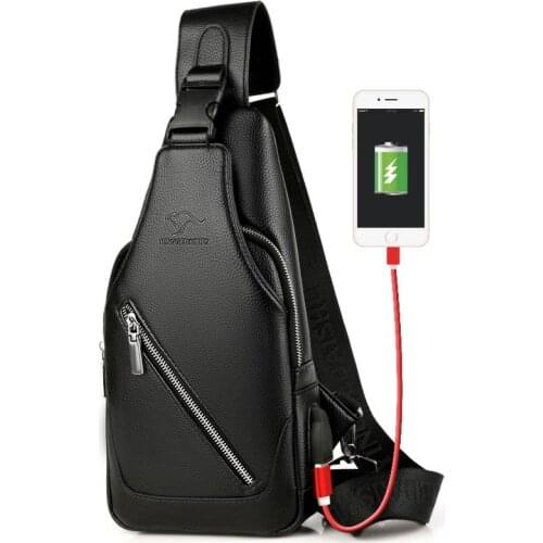 Mens Waterproof USB Oxford Crossbody Bag Anti-theft Shoulder Sling Bag Multifunction Short Travel Messenger Chest Pack For Male