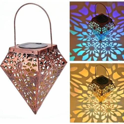 LED Solar Light Outdoors Polar Star Floor Lamp Iron Bohemian Fairy Lights 3D Projection Hollow Solar Lamp for Garden Decoration