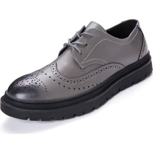 Leather Shoes For Men Platform Mens Shoes Casual Business Chunky Shoes Elegant Brogue Wedding Fashion Tooling Shoes Size 38-44
