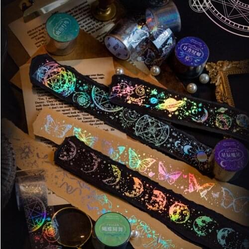 Universe Series Transparent Washi Tape Japanese PET Stickers Scrapbooking Adhesive Gilding Washi Tape Stationery