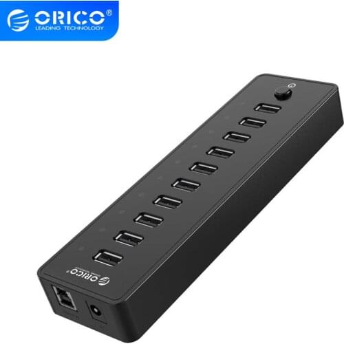 ORICO USB 2.0 HUB 10 Port ABS HUB With 12V Power Adapter High Speed USB Data Splitter For Laptop Computer Accessories 1M Cable