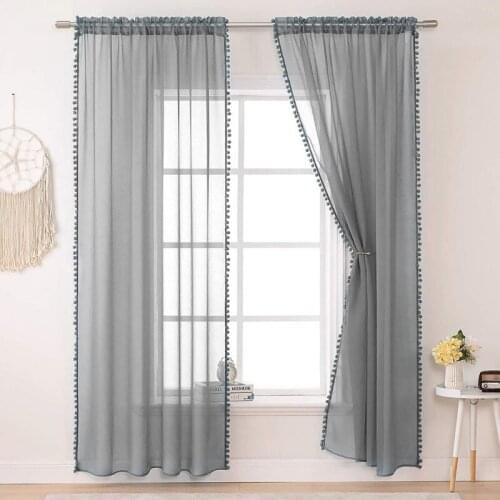 1PCS European Window Curtains Sheer Voile Tulle Sheer Cotton Linen Lace Window Screen Window Clear Valance For Household