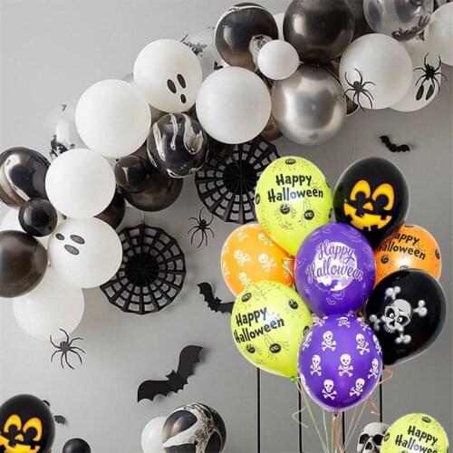 35pcs/lot Halloween Latex Balloons Black Orange Ghost Pumpkin Skeleton Happy Halloween Balloon For Halloween Party Decor Supply