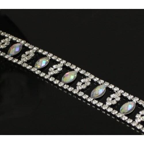 5Yards Sewing Rhinestone Trim Crystal AB Crystals Ribbon Appliques For Dresses Clothes Shoes