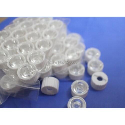 50pcs 20mm 5/15/20/30/45/60/90/120 degrees LED Lens White Holder For 1W 3W 5W High Power LED Lamp Light