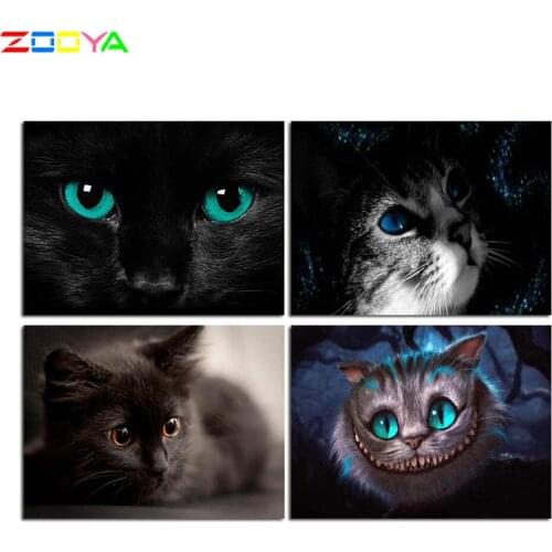 Diamond Embroidery 5D DIY Round Diamond Painting Wall Sticker Green-Eyed Black Cat Pictures Of Rhinestone Cross-Stitch Kit R1600