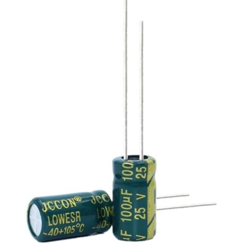 10pcs High frequency low resistance aluminum electrolytic capacitor 25v100UF 100uf25v volume: 6x11