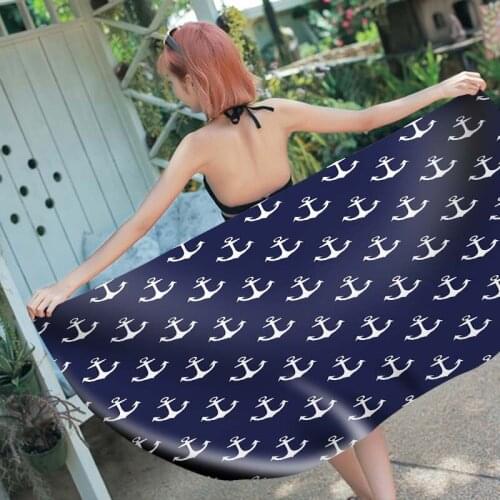 Free shipping Gift Mediterranean Nautical Anchor Rudder Ship Striped Waves Adult Kids Yoga Yogi Spa Pool Swim Bath Beach Towel