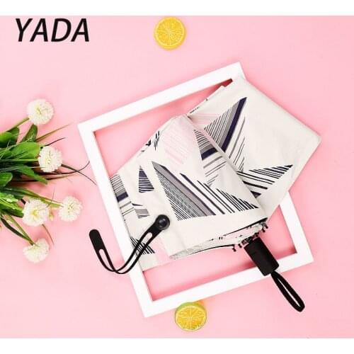 YADA Ins Large Windproof Umbrella Folding Rainy Plaid Umbrellas For Women Men Anti-UV Luxury 3 Fold Parasol Paraguas YD210015