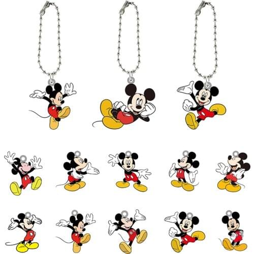 Disney Mickey Funny Multi-shape Acrylic Doll Keychain Boys and Girls Fashion Jewelry Keychain for Friends Gifts