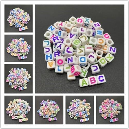 50Pcs 7*7mm Acrylic Color 26 Letter Beads DIY Jewelry Making For Bracelet Necklace Accessories