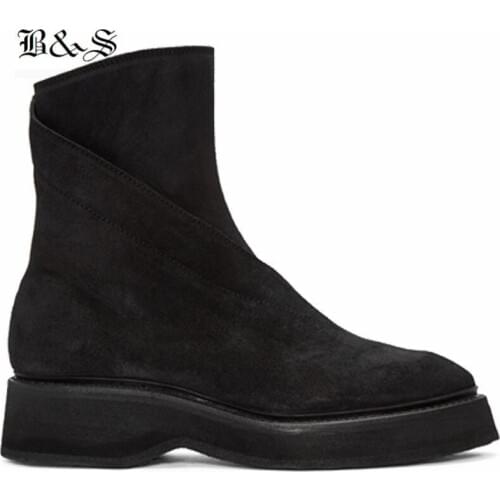 Black& Street Men England vintage Suede Punk Boot Thick sole black Yezy west Diablo Boots
