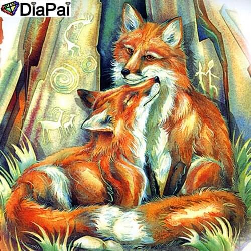 DiaPai Diamond Painting 5D DIY 100% Full Square/Round Drill "Animal fox friend" Diamond Embroidery Cross Stitch 3D Decor A22687