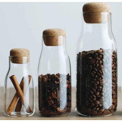 Tea pot seasoning tank cork glass transparent sealed can coffee storage bottle household storage bottle