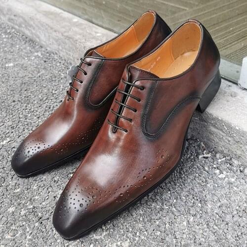 Italian Mens Leather Shoes Classic Formal Shoes Black Brown Pointed Toe Lace Up Dress Shoes Office Wedding Oxford Shoes For Men