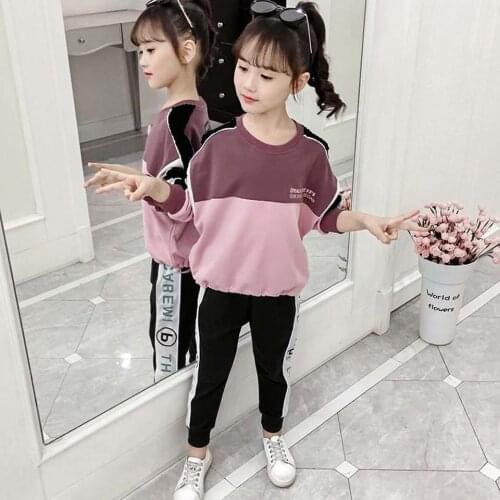 Girls Clothing Sets 2020 Spring Autumn New Kids Clothes Suit Children Fashion Patchwork Blouse + Pants 2pcs Sets For Girls