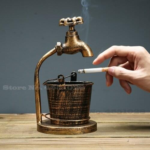 Nordic Retro Ashtray Personalized Creative Home Use Office Wrought Iron Ashtray Ornaments New Chinese Home Decoration