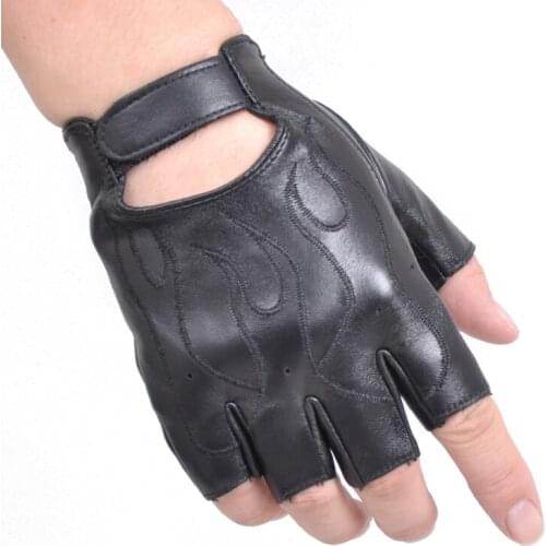 Half Finger Leather Gloves Male Female Semi-Finger Sheepskin Gloves Driving Student Writing Dancing Men Women Gloves NBM1105