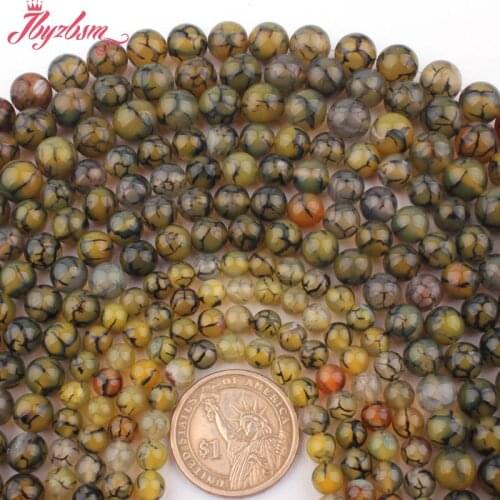Round Multicolor Cracked Smooth Agates Stone Loose Spacer Bead for Women Men DIY Accessories Necklace Bracelet Jewelry Making15"
