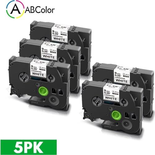 5Pcs TZe-221 TZe 221 Label Tape 9mm For Brother TZe-221 Black on White Laminated TZe Tape For Brother P touch Label Maker