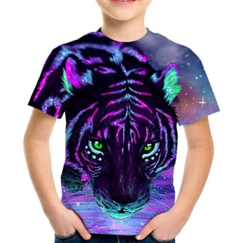 2019 Summer Children T-shirt 3d Printed Tees Tops Animal Colorful Tiger Drink Water Boys Girl T Shirt Kids Cool Fashion Tshirts