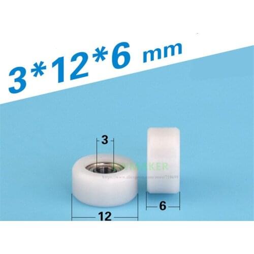 1pcs 3*12*6mm 693zz miniature bearing pulley, POM plastic roller, precision instrument and medical equipment flat wheel