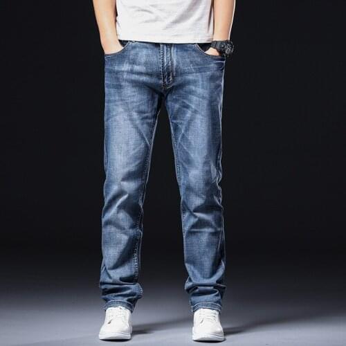 Mens Plus Size Jeans Straight Elastic Waist Male Loose Fashion Elasticity Denim Pants Jean Trousers Mens Cowboy Clothing