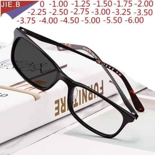 New Business Mens Finished Sunglasses Photochromic Myopia Glasses Ladies Fashion Prescription Glasses Frames 0 -1.0 -1.25 -1.5