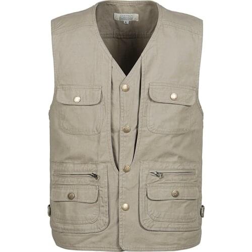 New middle-aged elderly men vest Cotton Soft big size multi-function photography fishing Sleeveless Jacket clothing wholesale