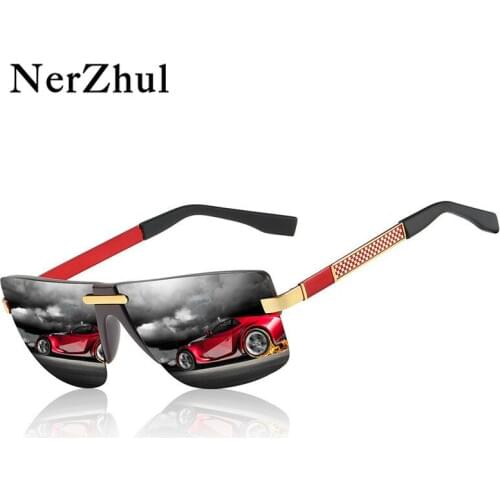 NerZhul Unisex HD Polarized Sunglasses Luxury Brand Designer Rimless Polarized Sun Glasses Women Alloy Driving Sunglasses Men