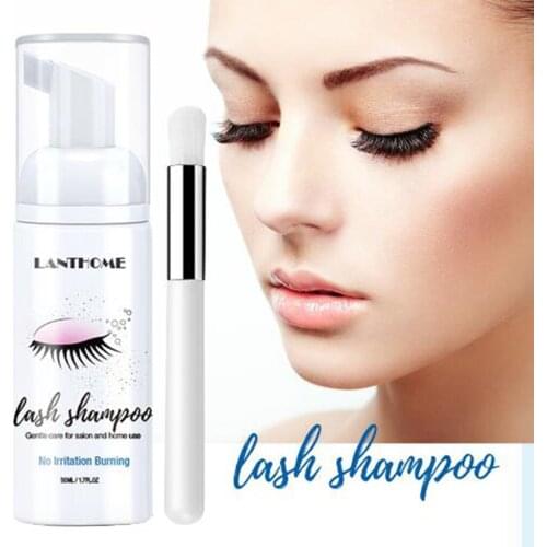 20set Eyelash Extension Shampoo 50ml Lash Foam Foaming Cleanser for Salon Home Eyelash Foam Remove Cleaner+ Brush