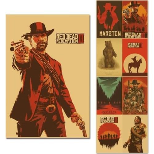 Red Dead Redemption 2 Game Poster Home Decor 30x45cm Retro Big Kraft Paper Wall Posters Vintage Internet Cafe Bar Decoration