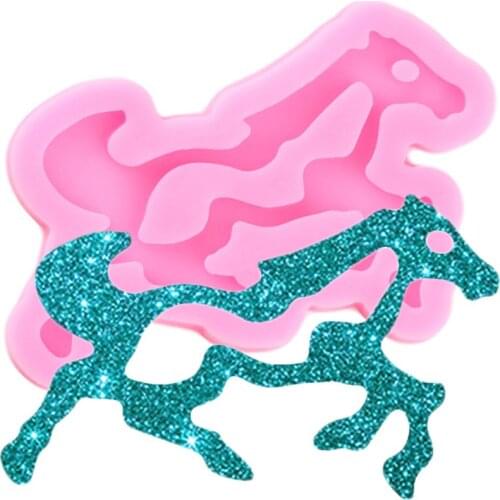 Shiny Horse Silicone Mold Epoxy Resin Keychains Molds Polymer Clay Pendant Mould Jewelry Making Necklace Moulds