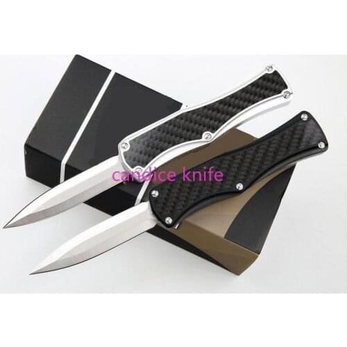 Goddess Angela Folding Knfie Carbon Fiber + Aluminum Handle Dual Action EDC Pocket Knife Hunting Camping Tactical Outdoor Knives