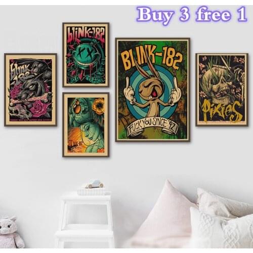 Vintage Poster The Blink 182 rock band Kraft retro punk rock poster European and American music team star drawing retro poster