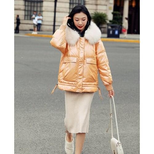 High Quality 90% White Duck Down Womens Down Jacket Fox Fur Collar Hooded Female Winter Parkas Warm Womens Coat Ropa Zjt1317