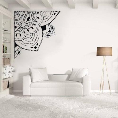 YOYOYU Quarter Mandala Flower Wall Stickers Bohemian Vinyl Wall Decal Yoga Studio Removable Home Decor Meditation Art MuralSY479