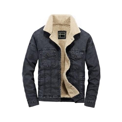 Winter Mens Denim Jackets Casual Male Outwear Fleece Warm Windbreaker Jacket Mens Fur Collar Cowboy Jeans Coats Clothing