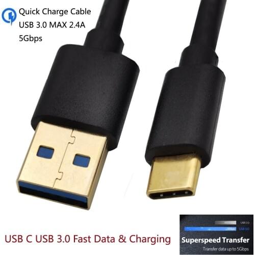 10pcs USB 3.0 A Male to USB3.1 Type C Cable Fast Charging Data Charger Cord For Macbook Samsung S9 S8 S7 Note 8 9 Xiaomi mi5 mi6