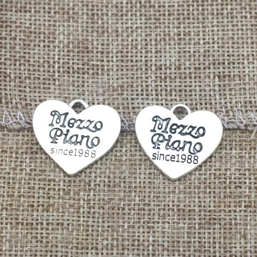 10 Pieces 20*22mm Mixed Alloy Antique Silver Color Heart Word Charms Vintage Bracelet Pendant Accessory For DIY Jewelry Making