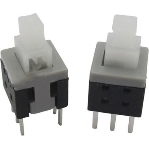 100% NEW 100pcs 8.5X8.5MM 8.5*8.5MM Self-locking switch Push button switch Button Double row and 6 feet Straight